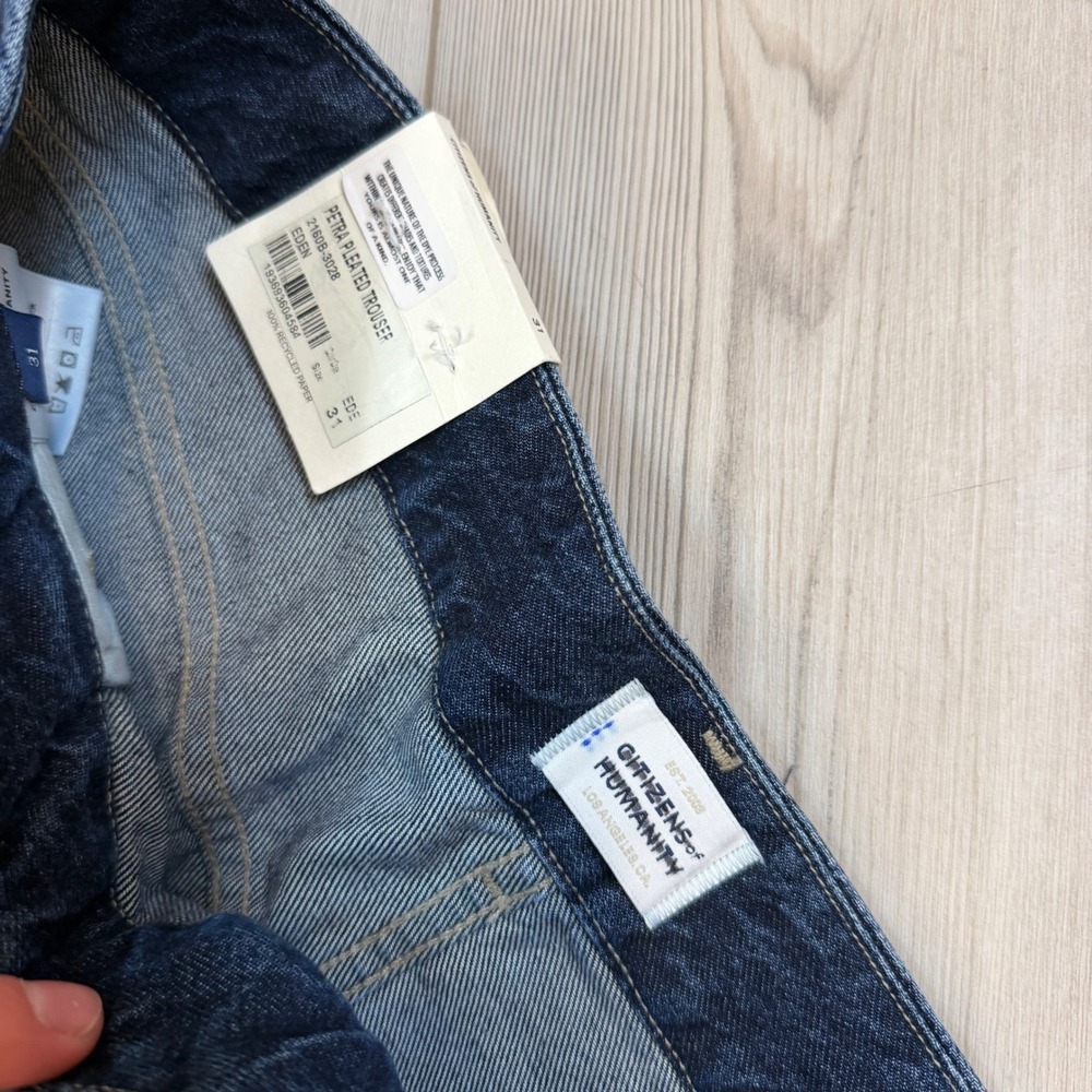 NWT Citizens of Humanity Petra Pleated Trouser Jeans 31 Eden Dark Wash Wide Leg - Picture 6 of 14
